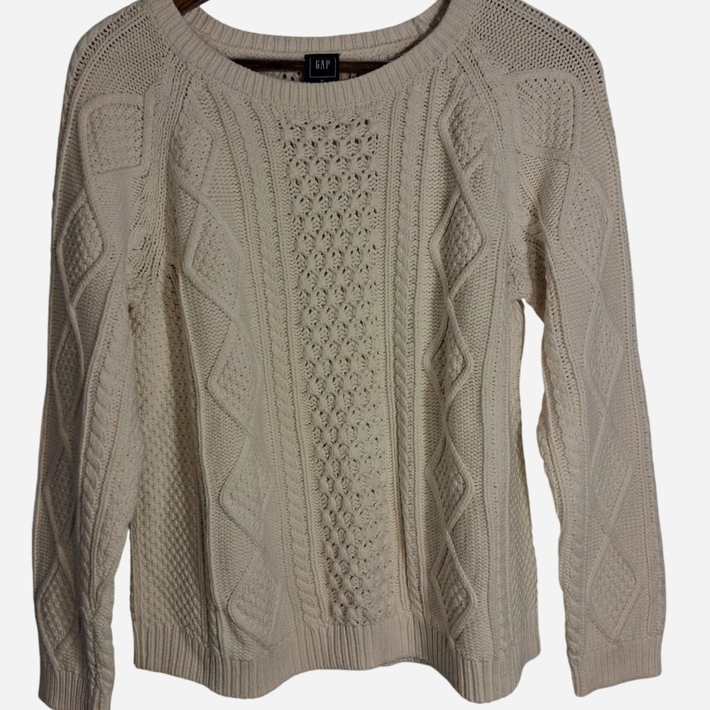 Womens cream cable knit sweater beautiful textured pattern XL